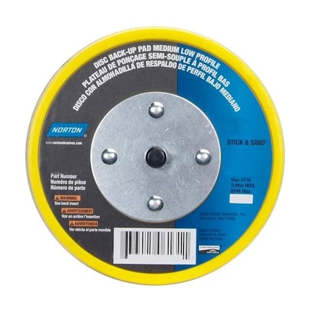 Norton Co Back-Up Pads, 5 PSA Medium Tapered w/ 5 vacuum holes, Type: X, GRIT: 12000 636425-06140